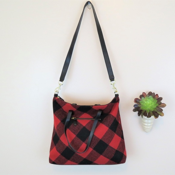 Talbots Handbags - Talbots Large Wool Plaid Cross Body Purse